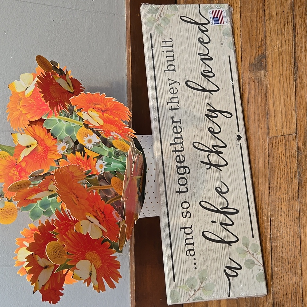 NEW! Unused Wood Wall Decor ..."together they built..." Made In USA